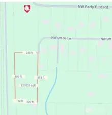 This is the overhead shot of our build-ready, 2.8 acre lot, at the end of the road for total privacy.