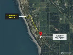 Location of property in relation to private beach.
