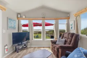 View out windows to the Pacific Ocean