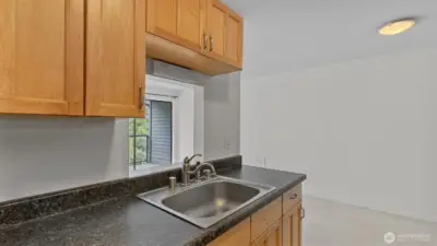 The pass-through at the sink allows you to entertain while in the kitchen or take in the view.