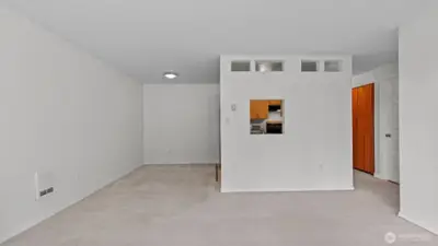 The living room is generous in size and the dining room to the left of the kitchen is also.