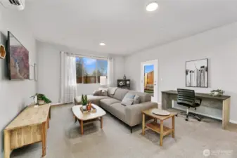 rec room in the daylight basement, TV will stay!