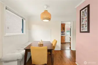 Dining nook with built-in corner benches