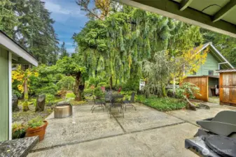 Backyard Patio Off Kitchen Slider Leads To A Park Like Oasis Like No Other.