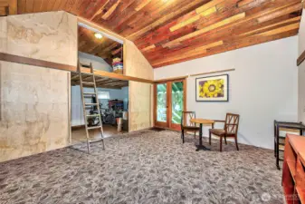 Open Loft Area And Wood Trimmed Ceiling.
