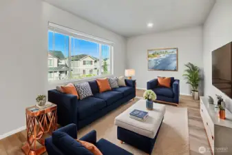 Flexible loft plan on second floor (Virtually staged)