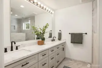 Primary Bathroom Spacious Double Sink Vanity