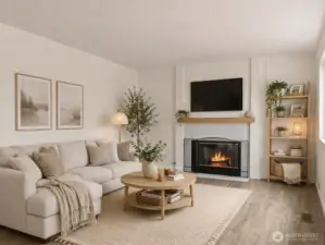 Virtually Staged - Family Room with Fireplace