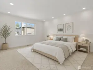 Virtually Staged - Master Bedroom with Ensuite Bath & Walk-in Closet