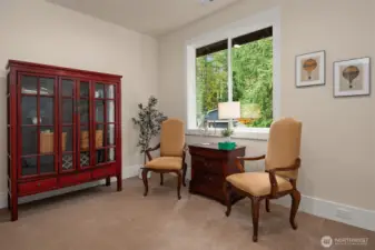 The 3rd upper level bedroom also enjoys serene views