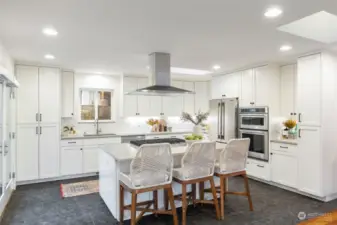 Custom cabinetry in the large open concept kitchen.