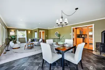 Living and dining areas.