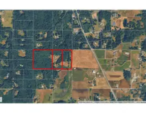 The twenty acres is comprised of three tax parcels, two five-acre and one ten acres.  Zoning for the area is Rural Residential, one home to five acres.