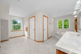 5-piece master bath with extra storage+ large walk in closet.
