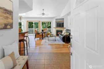 Tile Entry Foyer opens to a Great Room layout.  Fresh paint and refinished wood floors in 2025.