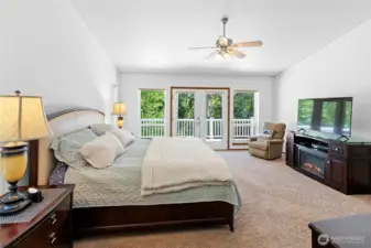 Primary bedroom from private full bath.