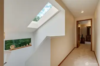 Skylight brightens the upper level.