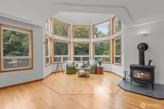 Two large turret rooms make this space feel grand plus allow for amazing natural light and compliment the tranquil backdrop of the property.
