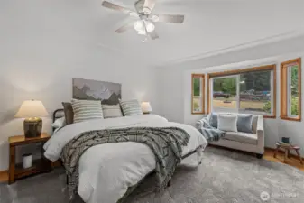 Bedroom #2 - all rooms has the same layout with a bay window, large closet, solid oak french doors, oak floors!