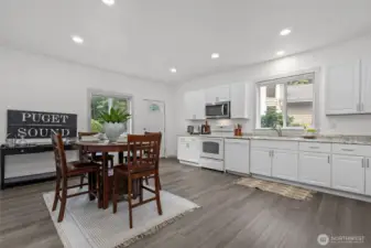 Large, open kitchen dining area with great storage space