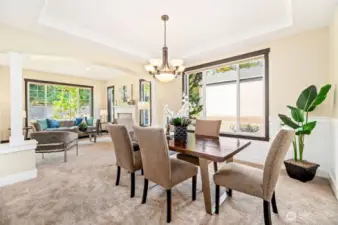 Dining room with tray ceiling