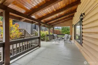Large Covered Porch Entry into the kitchen