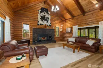 Vaulted Ceilings with wood burning stove