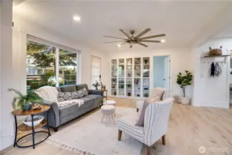 Built-in storage units add both functionality and clean, modern style.