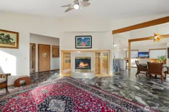 Oversized living room with propane fireplace