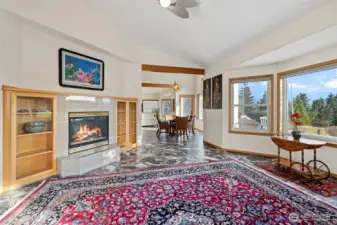 Oversized living room with propane fireplace