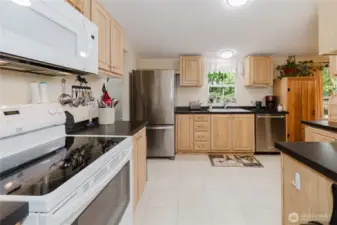 Spacious, light and bright kitchen.