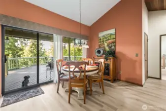Kitchen eating area has great access to deck.