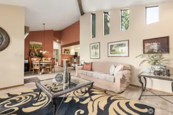 Imagine game nights in this great family room.