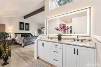 Ensuite bath adjacent to primary bedroom