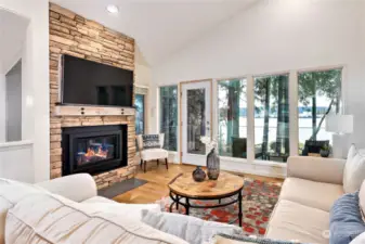 Propane fireplace makes the cooler days more enjoyable and sets the mood for  relaxation.