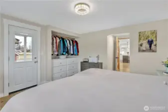 Master bedroom and closet with private entry