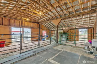 Inside of 30x36 Stable with 3 stalls and paddocks