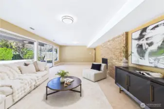 Lower level family room with extra play space