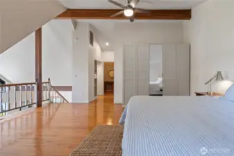 The primary suite offers generous storage and closet space.