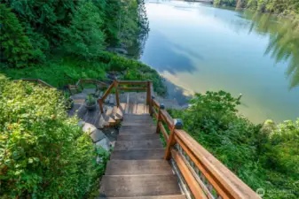Descend the stairs to your private dock with 35 feet of water access. After 63 years of being closed, Whiteman Cove has reopened to Puget Sound, restoring the natural flow of tides and wildlife.