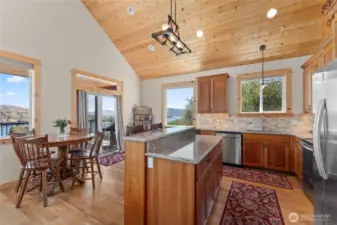 Soaring knotty pine t&g ceilings