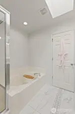 Skylight over the huge soaking tub.