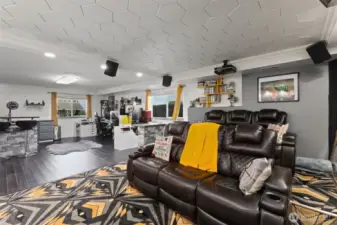 Acoustic tiles on the ceilings ensure the movie fun stays in the room!