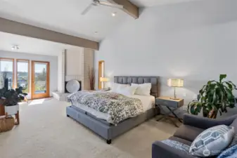 Upstairs offers an indulgent retreat. Over 840 square feet of stylish comfort define this unique primary suite.
