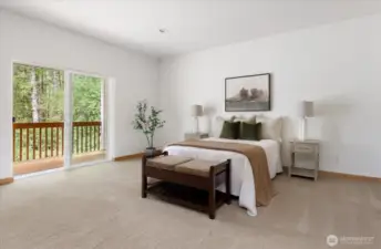 Huge primary suite with a view of the woods!