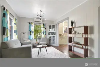 Bright windows and built-ins.  Mini split to keep you cool on hot summer days!