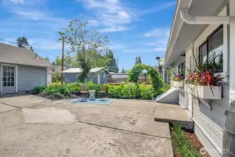 Huge patio between the main house and the ADU is a great place to entertain.