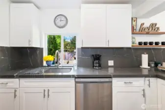 White shaker cabinets give a clean look