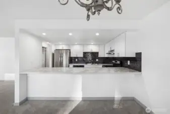 Gourmet views from the dining room. New cabinets, appliances finishes and inset can lights make this a chefs delight.