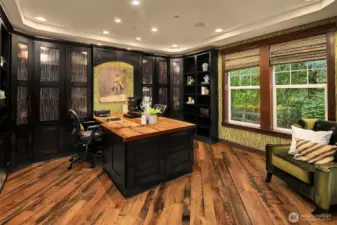 2 executive offices with French doors.  Expansive built-in Canyon Creek bookcase with extensive storage!